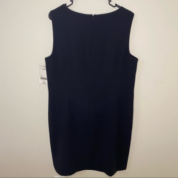 NWT Laura Scott Sleeveless Riveria Polysuiting Black Back Zip Up Dress Size 16 - Picture 2 of 15